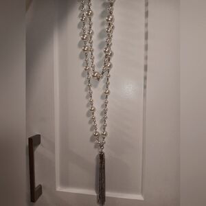 Layered pearl chain necklace